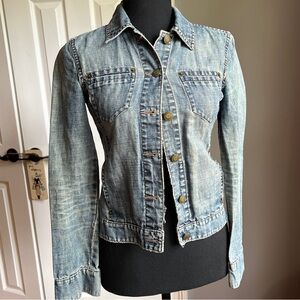 Vintage A/X Armani Exchange Distressed Thin Denim Jean Jacket